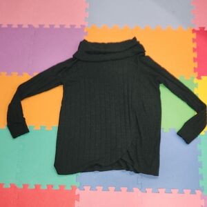 Women's Dark Green Maternity Loose Turtleneck Sweater, Size Medium